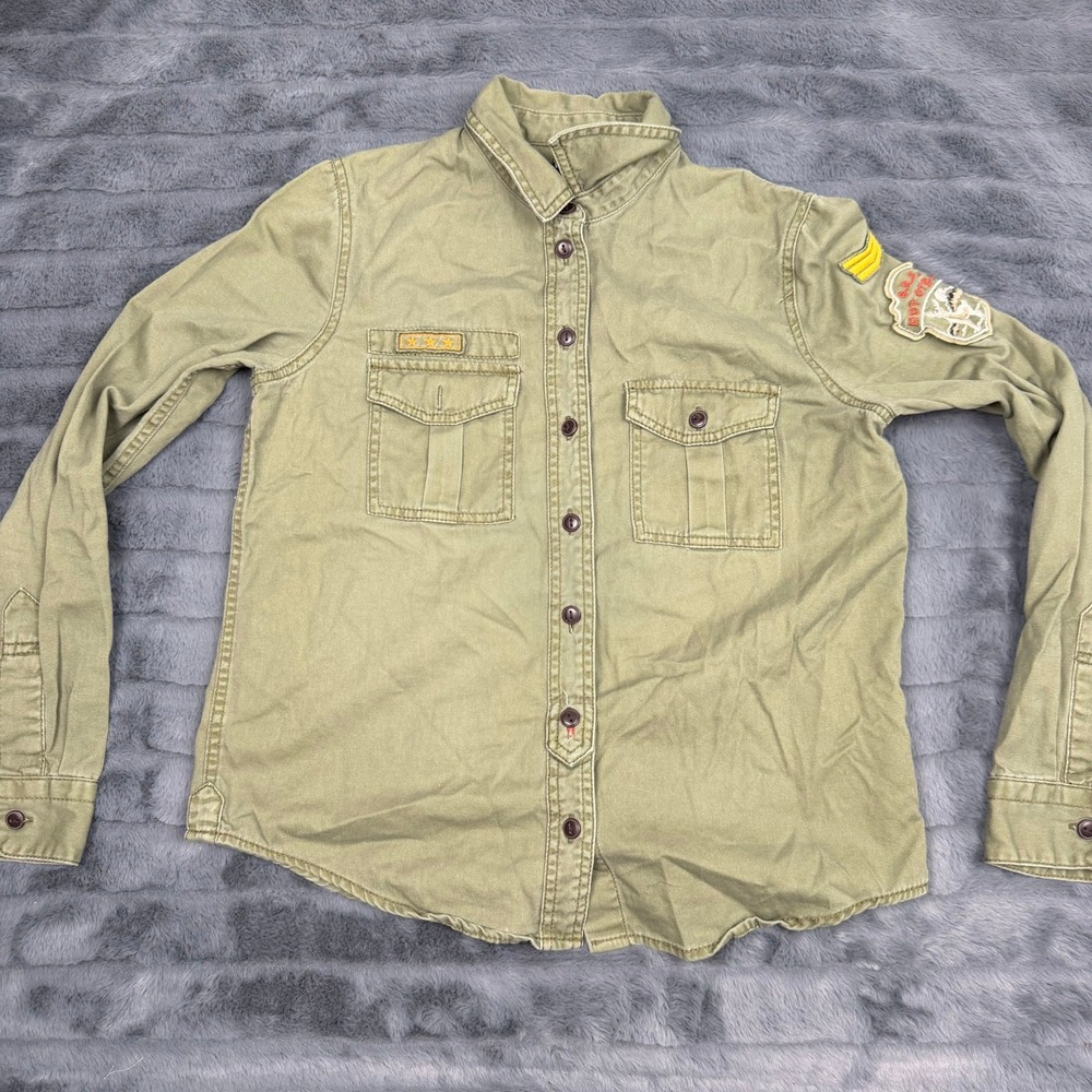BDG Urban Outfitters Olive Green Military Utility Patch Shirt Small 33W047T698C